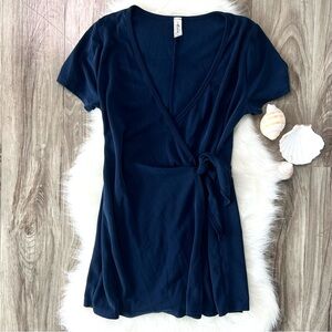 Mahina romper wrap dress, navy blue size medium